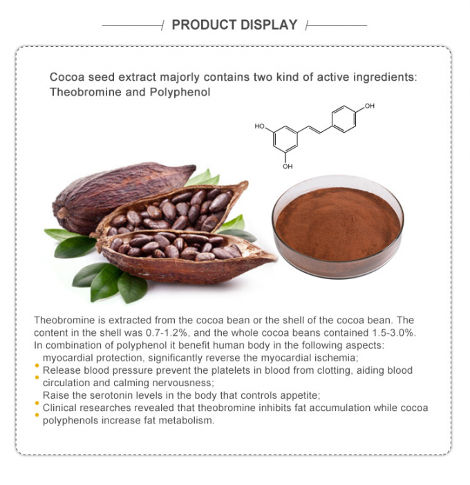 Water Soluble Cocoa Extract Powder , Polyphenols Cocoa Bean Extract For