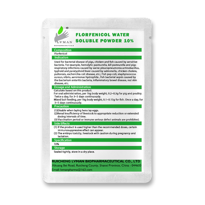 Water Soluble Florfenicol Powder 10% Veterinary Drug