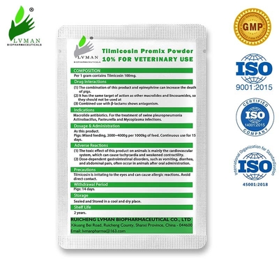 100 - 1000g Premix Veterinary Drug 10% Tilmicosin Powder