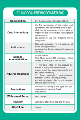 Macrolide Antibiotic Antibacterial 20% Tilmicosin Premix Veterinary Drug